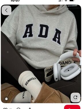 Original Adanola ADA logo Hoodie in Grey Melange Size Small